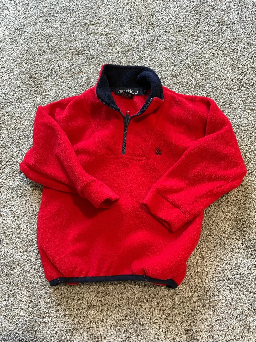 Nautica Red Fleece Half-Zip Pullover with Navy Trim